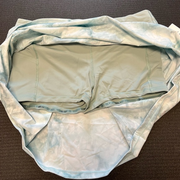 LULULEMON PACE RIVAL SKIRT/SKORT EXTRA LONG-DIAMOND DYE WHITE SHEER BLUE SILVER - Picture 6 of 16